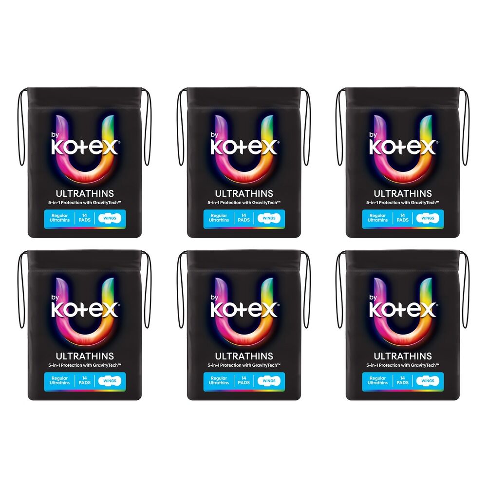 U By Kotex Regular Ultrathin Pads 14 Pack x 6 Bundle of 6