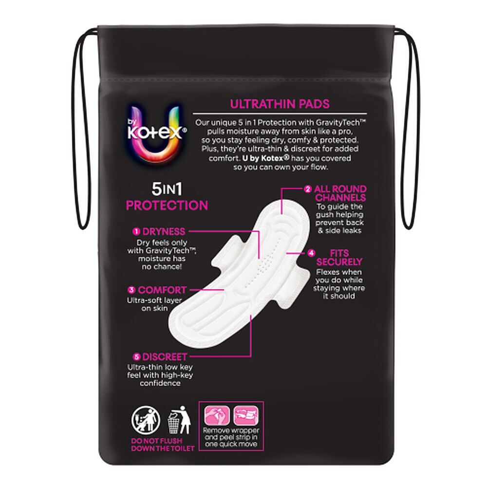 U By Kotex Super Ultrathin Pads 12 Pack x 6