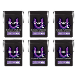 U By Kotex Overnight Ultrathin Pads 10 Pack x 4 Bundle of 6