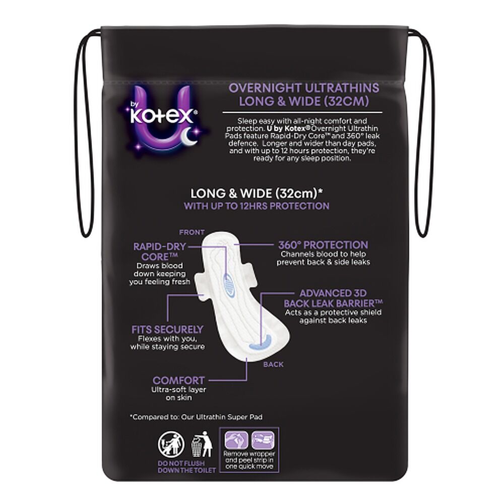 U By Kotex Overnight Ultrathin Pads 10 Pack x 4
