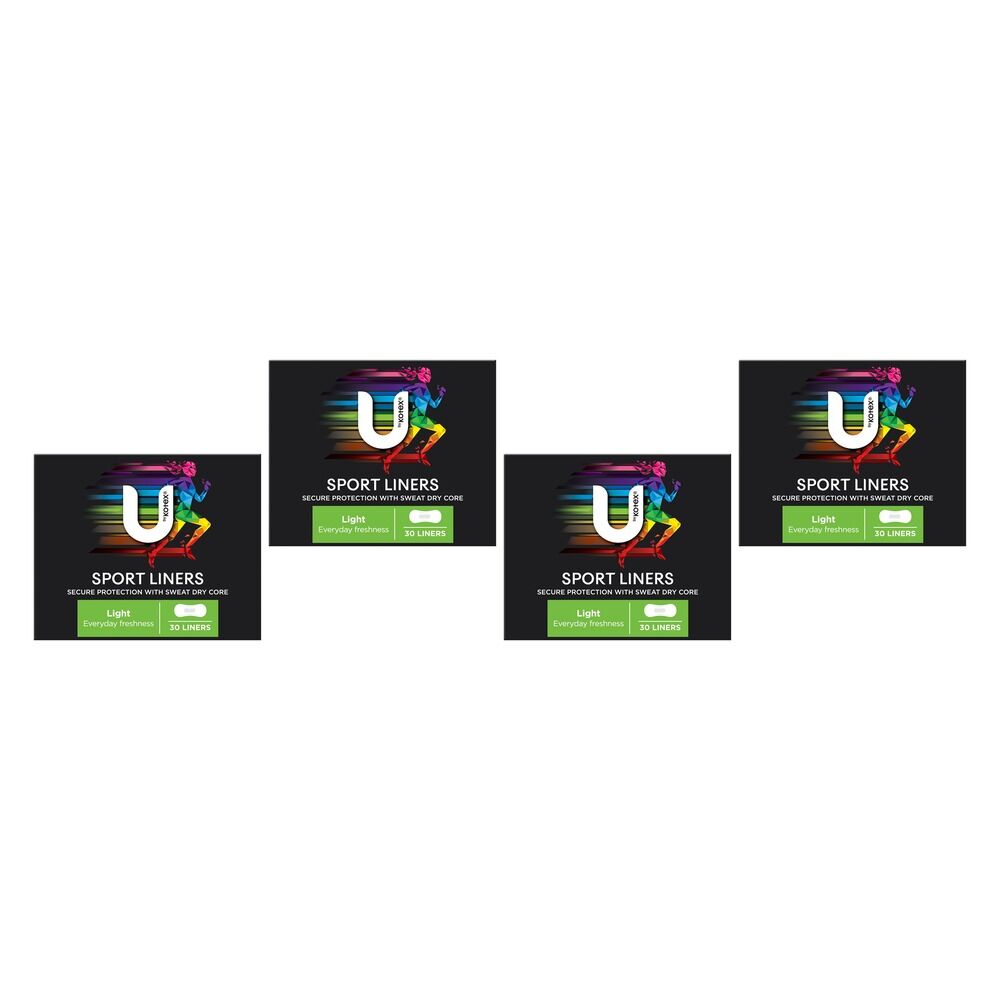 U By Kotex Sport Active Freshness Liners 30 Pack x 8 Bundle of 4