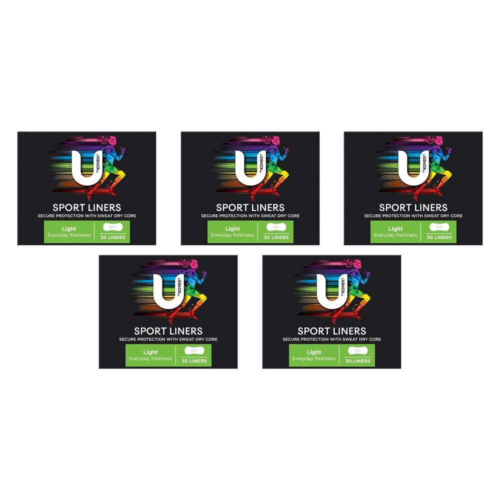 U By Kotex Sport Active Freshness Liners 30 Pack x 8 Bundle of 5