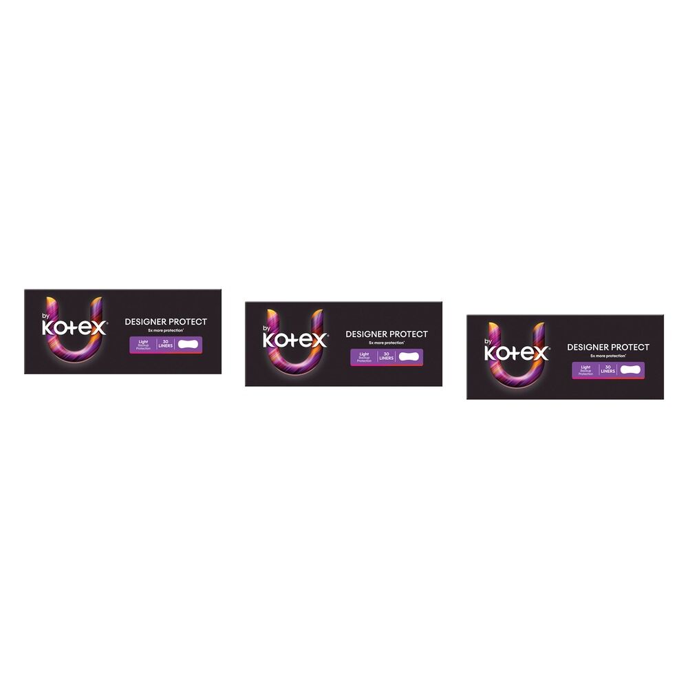 U By Kotex Designer Liners Light 30 Pack x 6 Bundle of 3