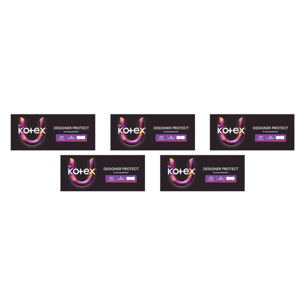 U By Kotex Designer Liners Light 30 Pack x 6 Bundle of 5