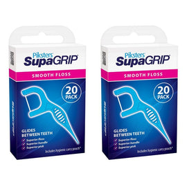Piksters SupaGRIP Smooth Floss Picks 20 Pack Bundle of 2