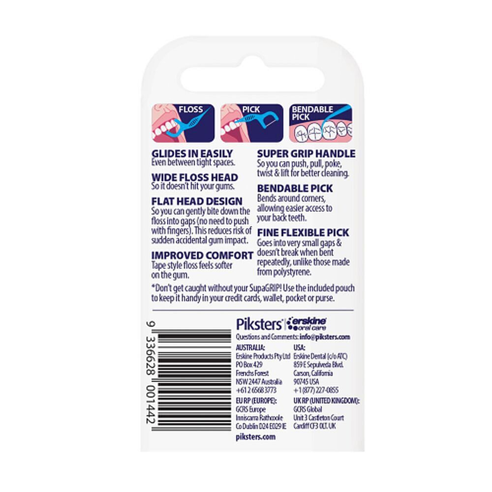 Piksters SupaGRIP Smooth Floss Picks 20 Pack
