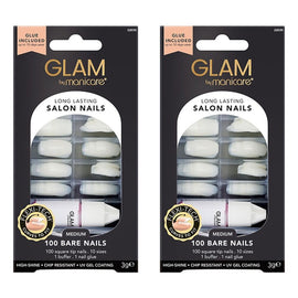 Glam by Manicare Salon Nails Short Square 100 Pieces x 3 Bundle of 2