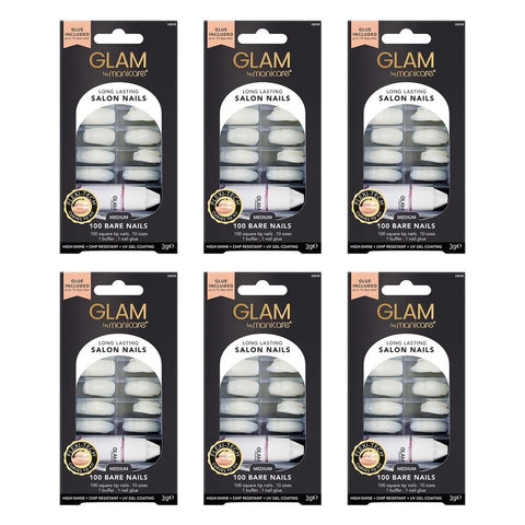 Glam by Manicare Salon Nails Short Square 100 Pieces x 3 Bundle of 6