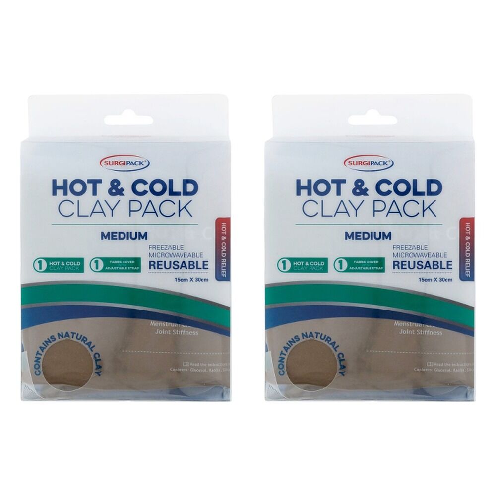 SurgiPack Hot/Cold Clay Pack, Medium Bundle of 2