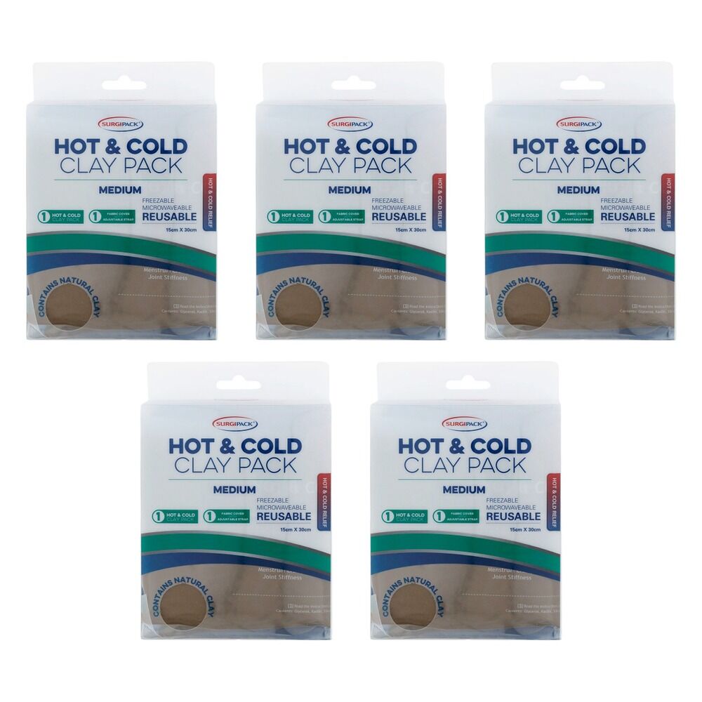SurgiPack Hot/Cold Clay Pack, Medium Bundle of 5