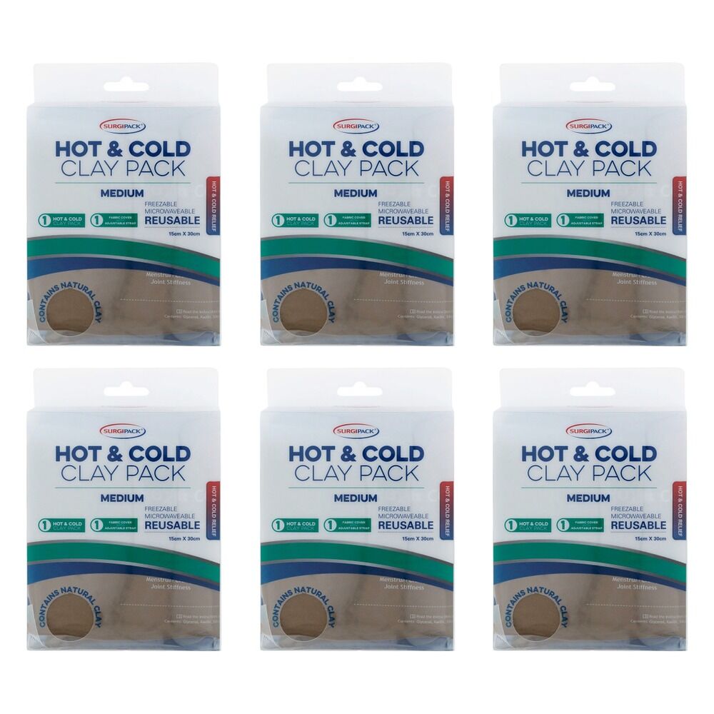 SurgiPack Hot/Cold Clay Pack, Medium Bundle of 6