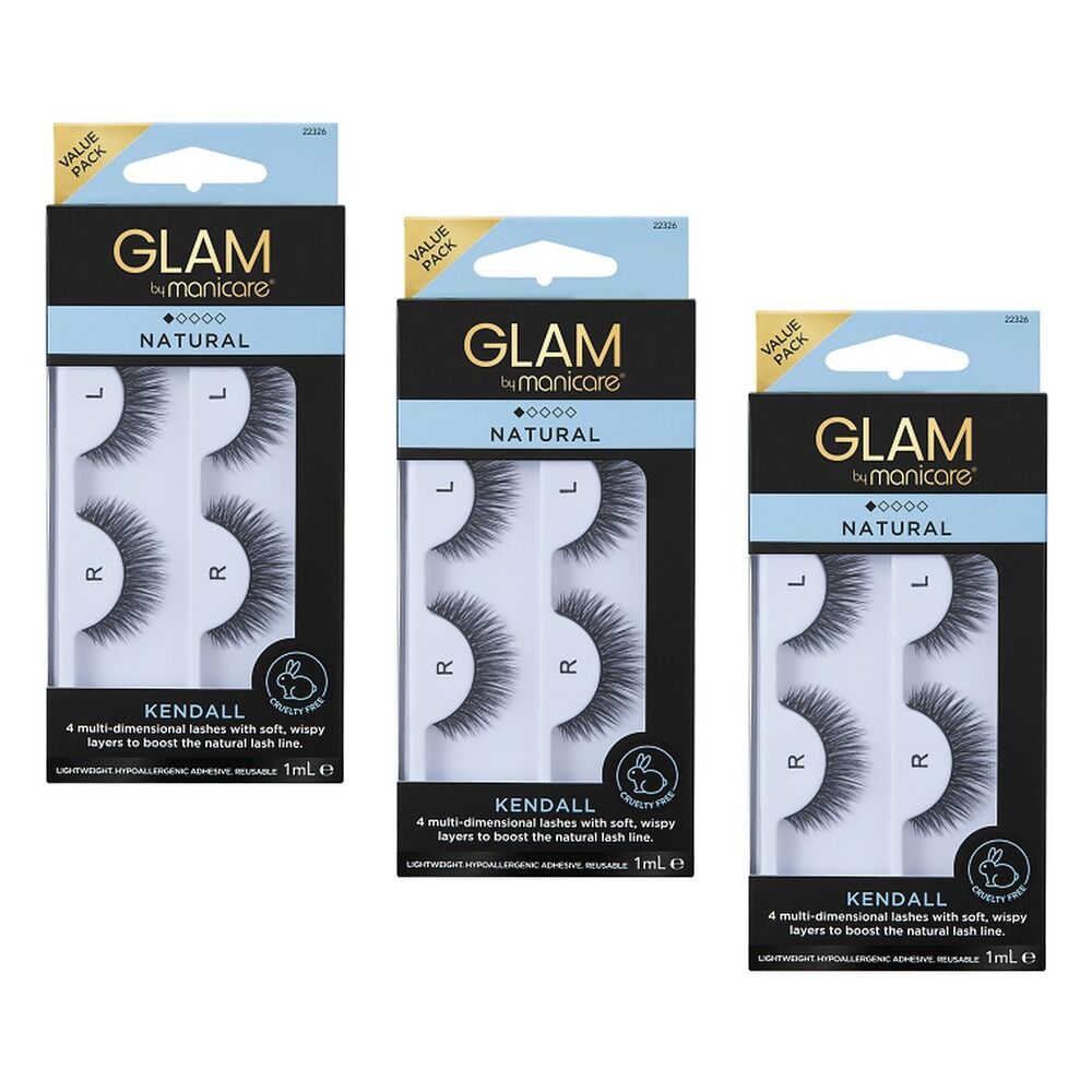 Glam by Manicare Kendall Mink Effect Lashes 2 Pairs Pack of 3