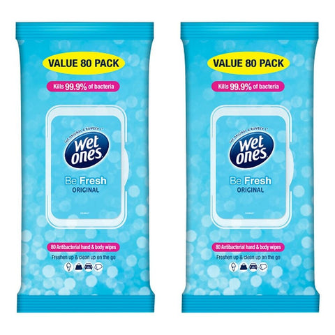 Wet Ones Be Fresh Original 80 Wipes x 4 Bundle of 2