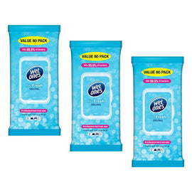 Wet Ones Be Fresh Original 80 Wipes x 4 Bundle of 3