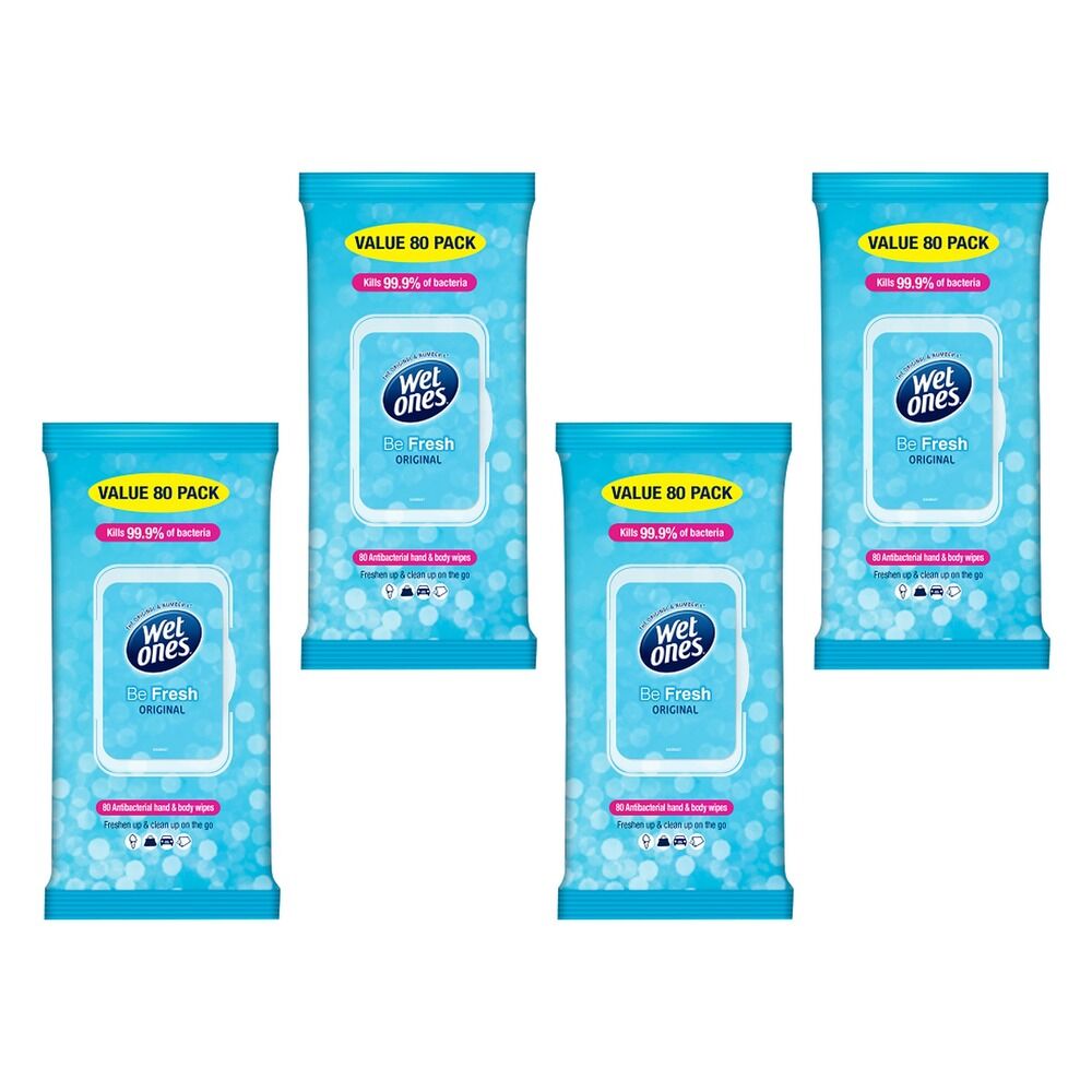 Wet Ones Be Fresh Original 80 Wipes x 4 Bundle of 4