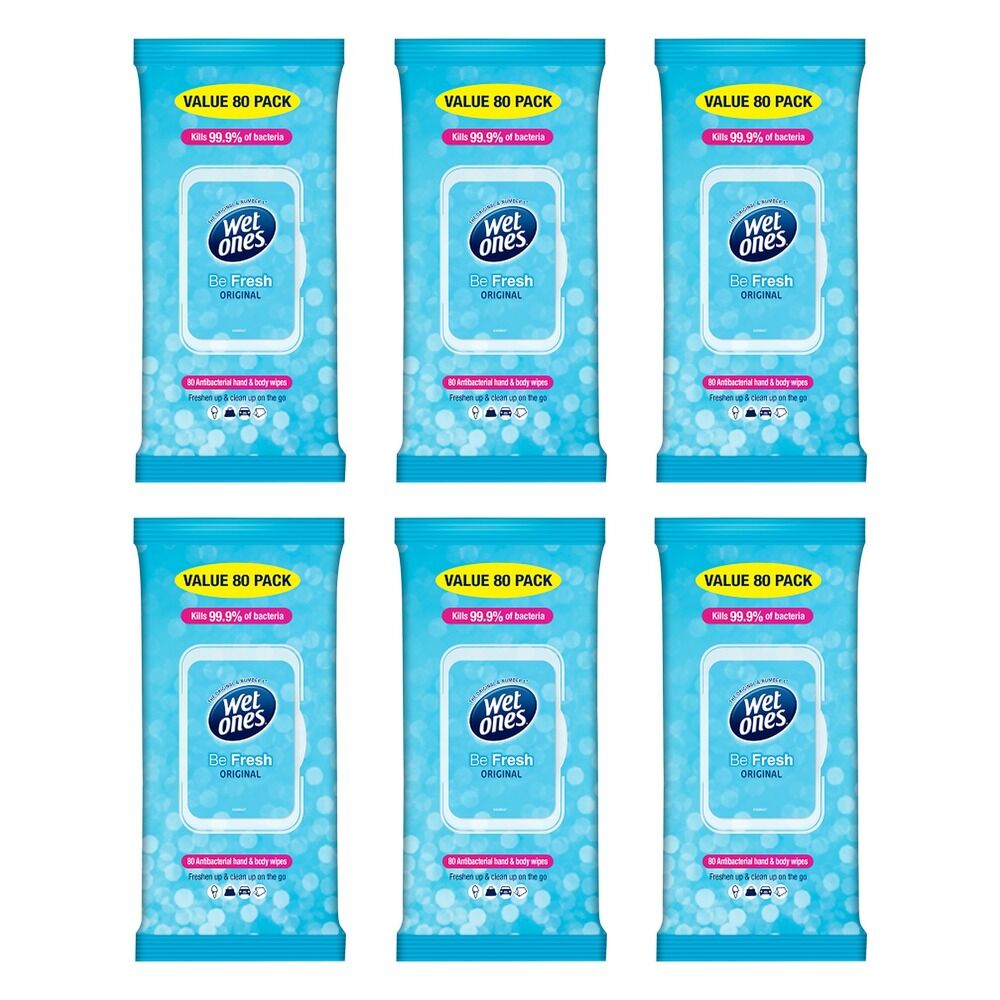 Wet Ones Be Fresh Original 80 Wipes x 4 Bundle of 6