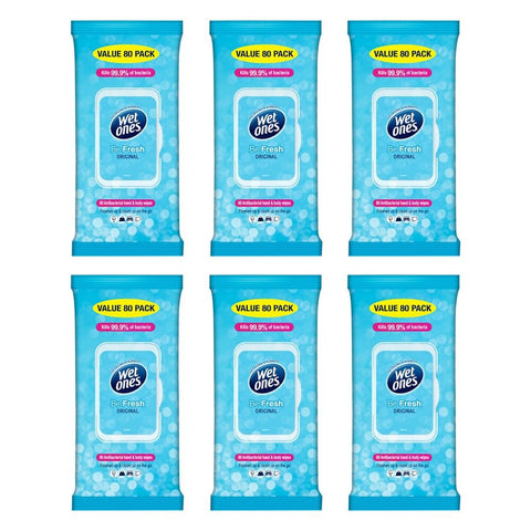 Wet Ones Be Fresh Original 80 Wipes x 4 Bundle of 6
