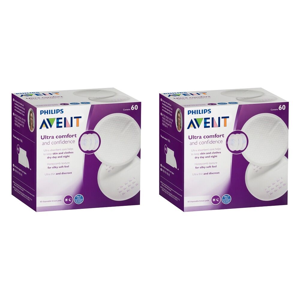 Philips Avent Ultra Comfort Disposable Breast Pads 60 Pack Bundle of 2
