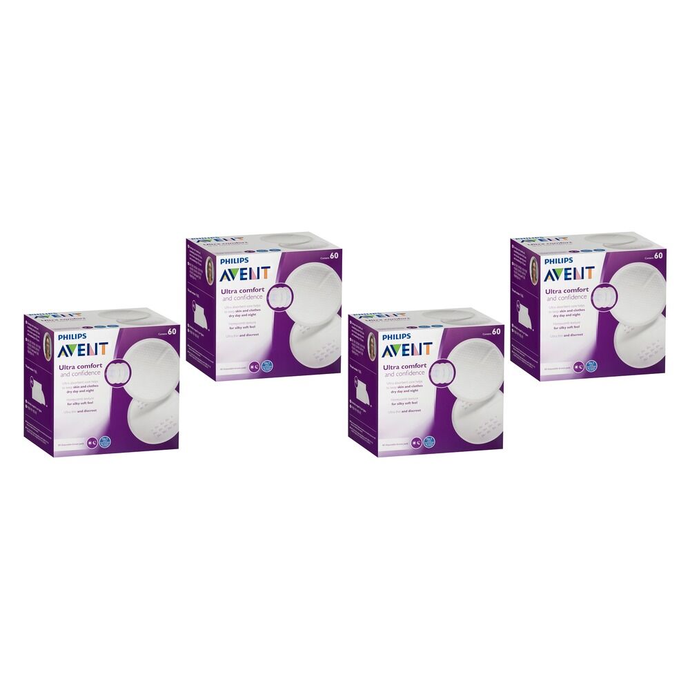 Philips Avent Ultra Comfort Disposable Breast Pads 60 Pack Bundle of 4