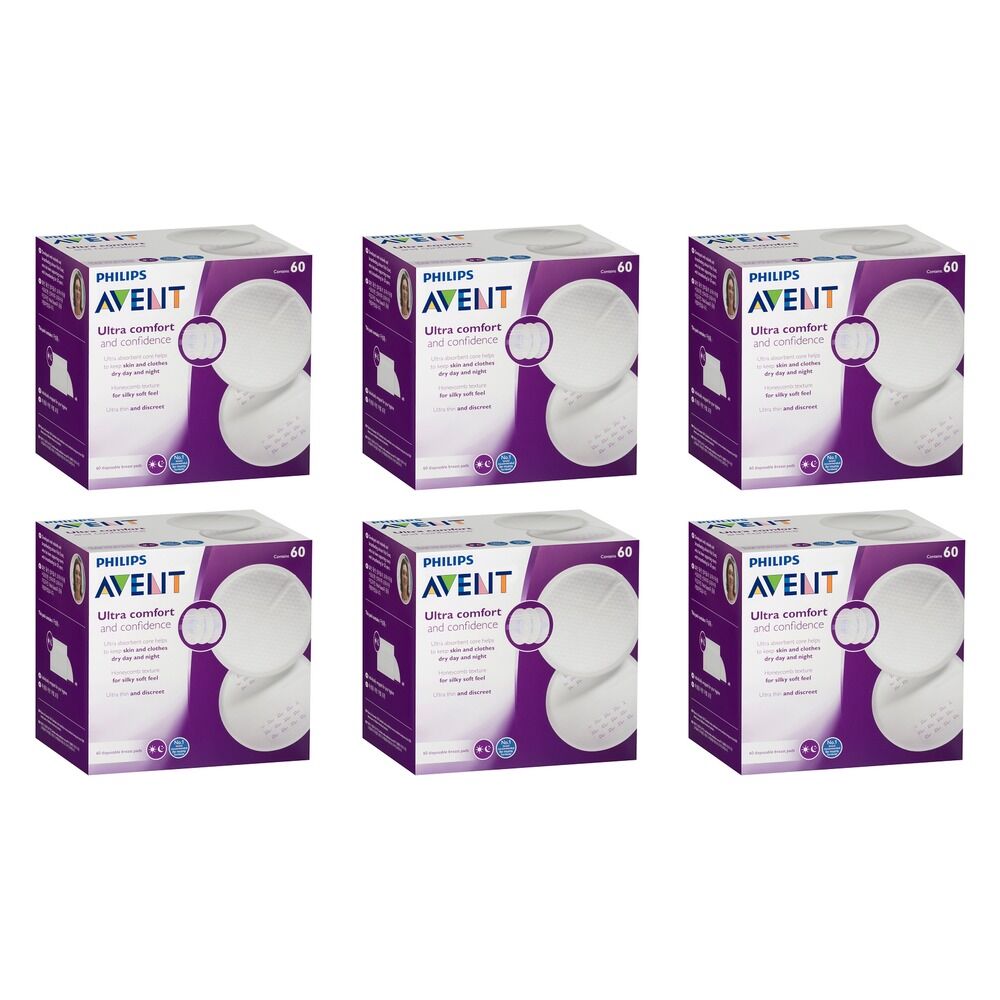 Philips Avent Ultra Comfort Disposable Breast Pads 60 Pack Bundle of 6