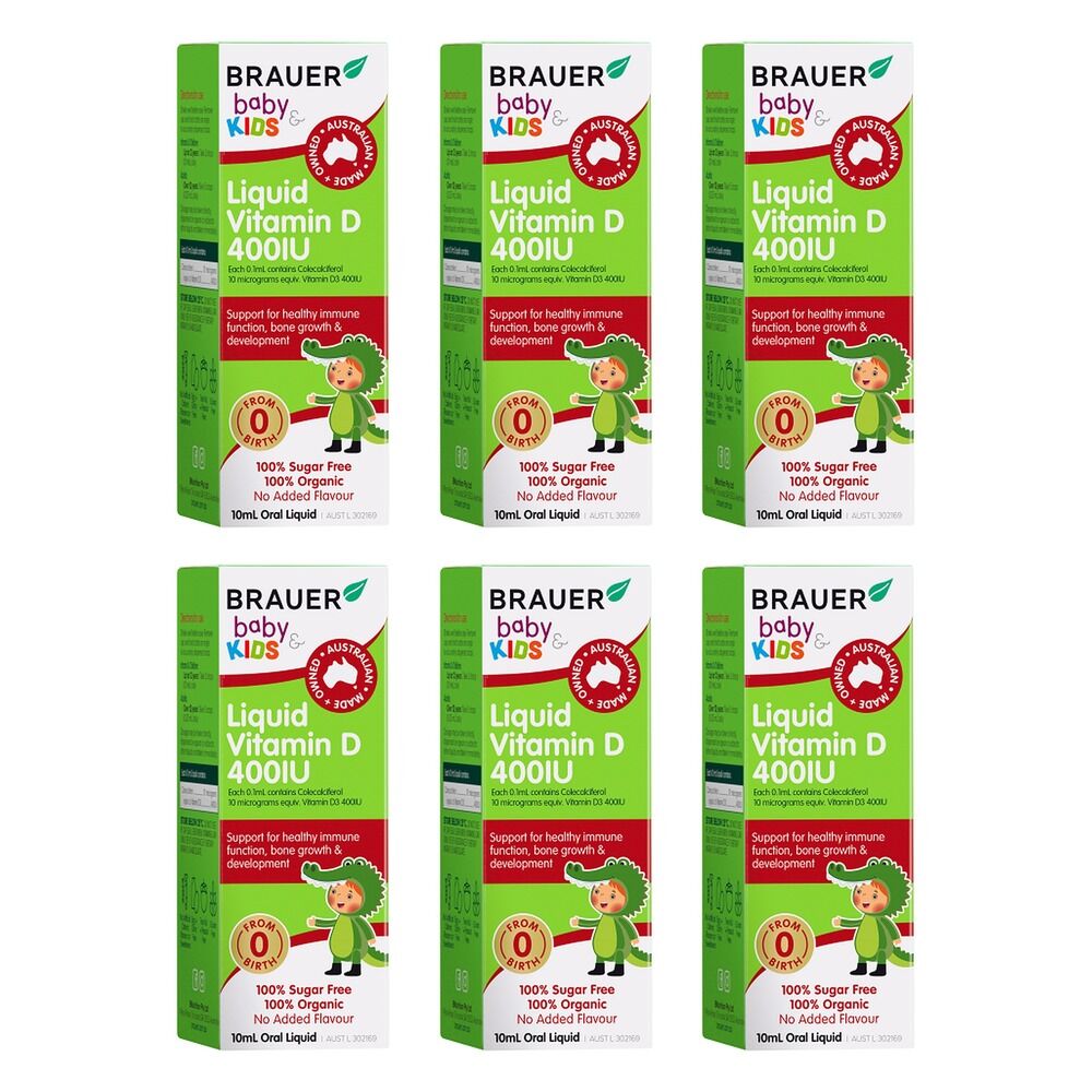 Brauer Baby & Kids Liquid Vitamin D 400IU 10mL Pack of 6