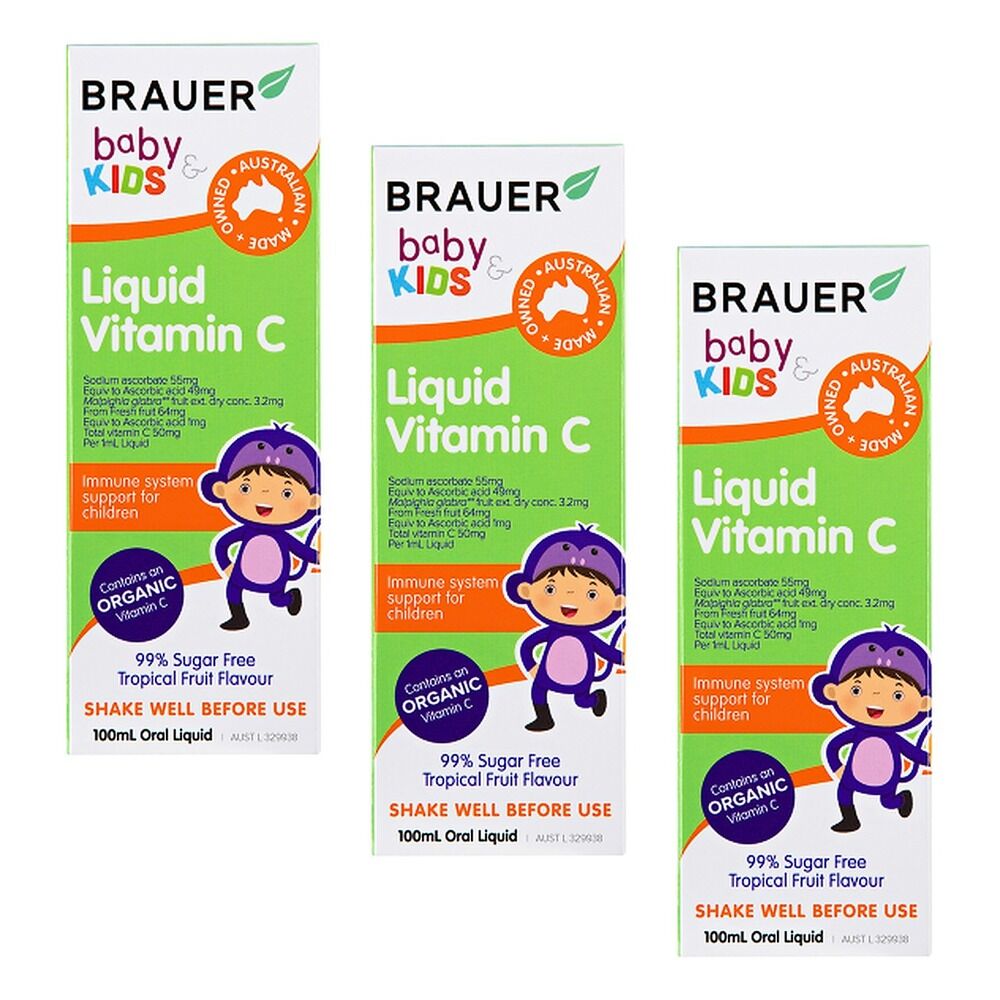 Brauer Baby & Kids Liquid Vitamin C 100mL Pack of 3