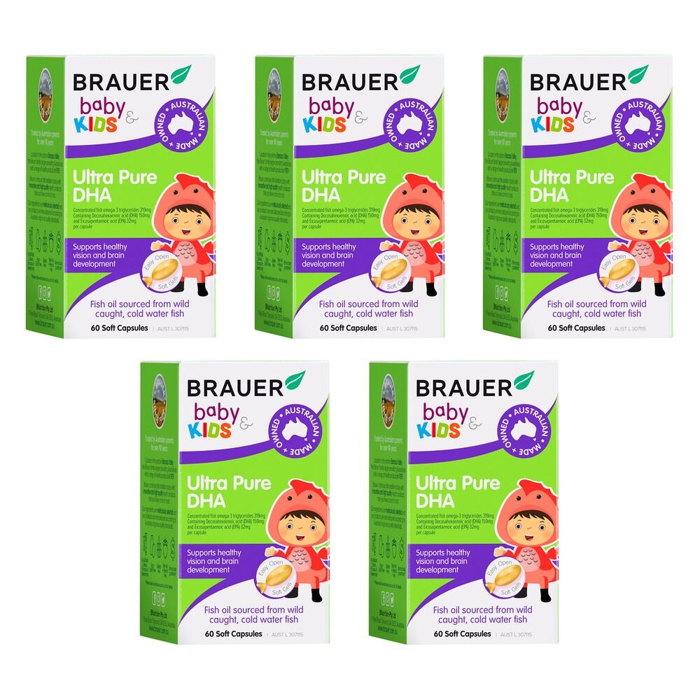 Brauer Baby & Kids Ultra Pure DHA 60 Capsules Pack of 5