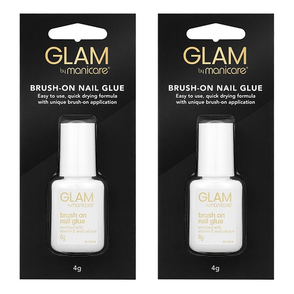 Glam by Manicare Brush-On Nail Glue 4g x 3 Bundle of 2