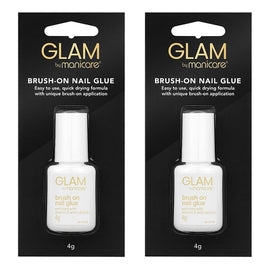 Glam by Manicare Brush-On Nail Glue 4g x 3 Bundle of 2