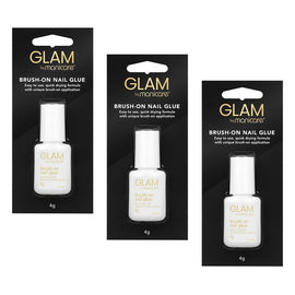 Glam by Manicare Brush-On Nail Glue 4g x 3 Bundle of 3