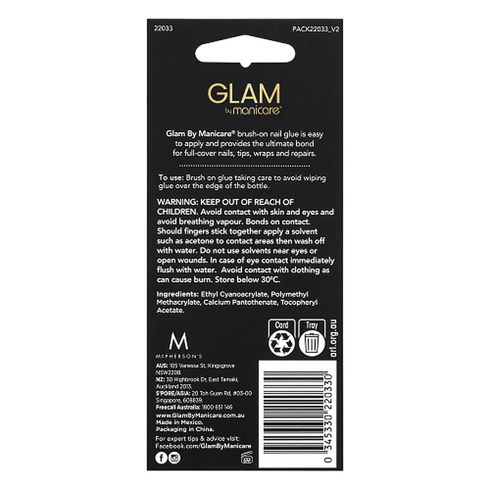 Glam by Manicare Brush-On Nail Glue 4g x 3