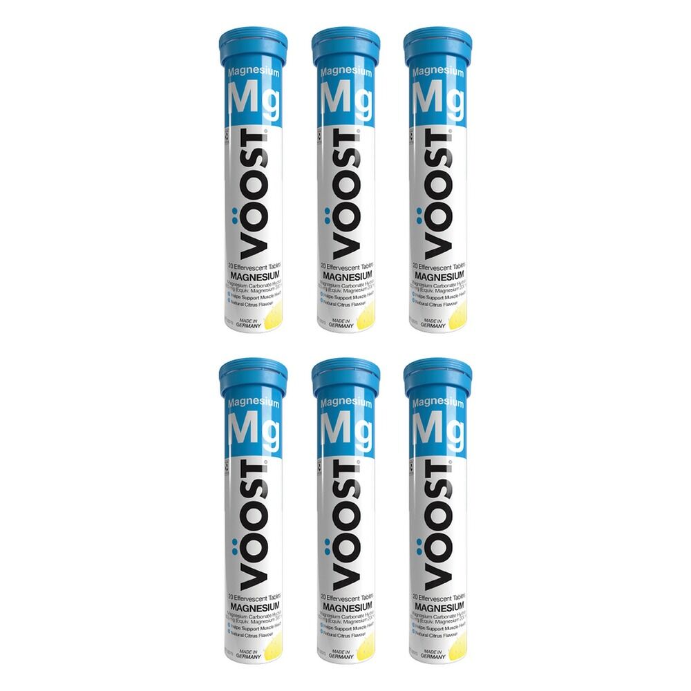VOOST Magnesium 200mg Natural Citrus Twenty Effervescent Tablets x 8 Bundle of 6