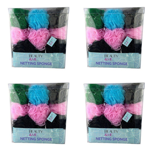 Beauty & Me Bath & Shower Netting Sponge Bright Tub of 36 Bundle of 4