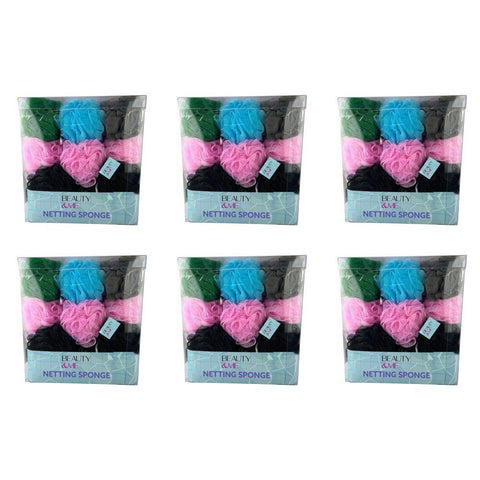 Beauty & Me Bath & Shower Netting Sponge Bright Tub of 36 Bundle of 6