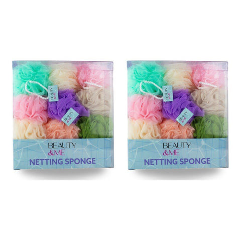 Beauty & Me Bath & Shower Netting Sponge Pastel Tub of 36 Bundle of 2