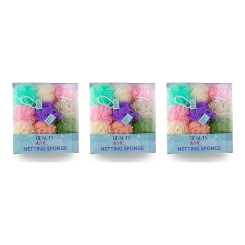 Beauty & Me Bath & Shower Netting Sponge Pastel Tub of 36 Bundle of 3