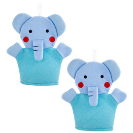 Fun in the Bath Elephant Shaped Kids Bath Mitt Sponge Set of 2