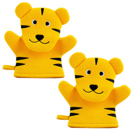 Tiger Bath Mitt Sponge for Kids 2 Pack Soft Animal Wash Glove