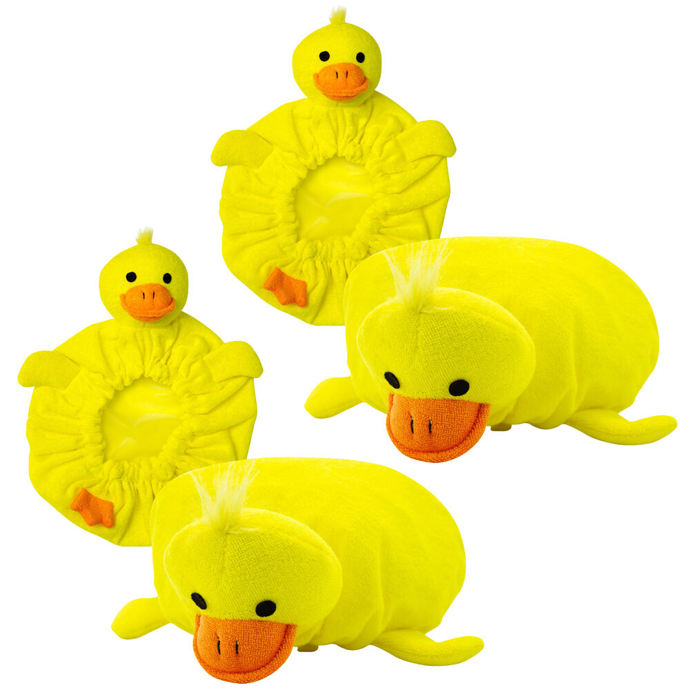 Shower Cap Animal Duck Yellow 2 Pack Waterproof Reusable Bath Cap