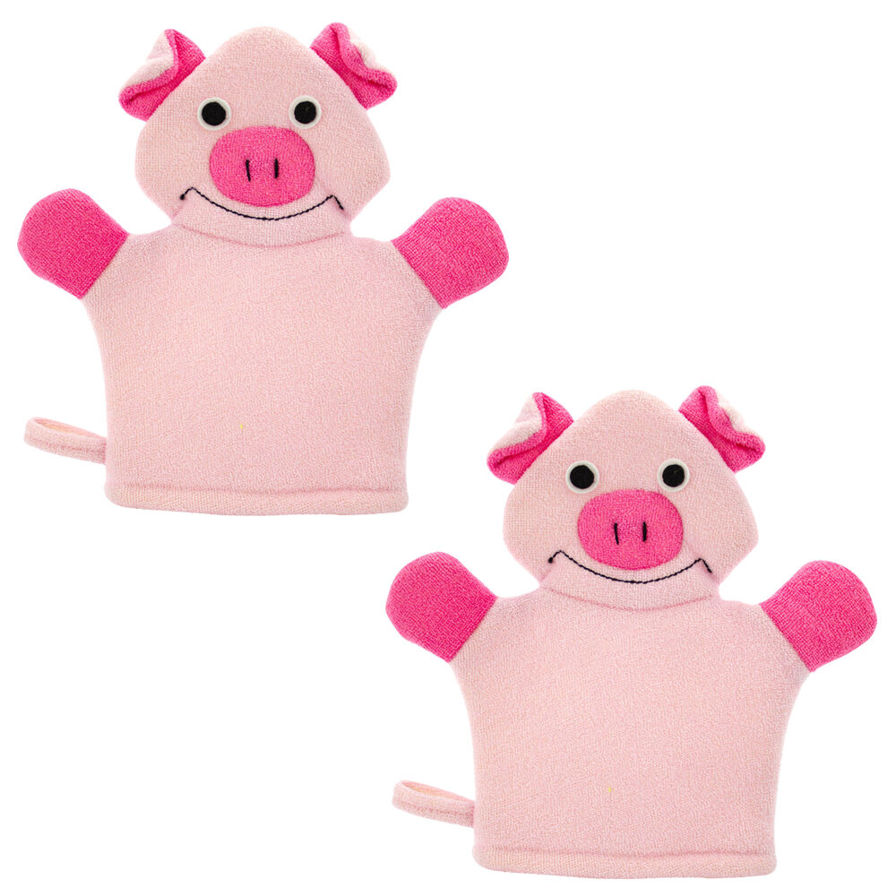 Pig Bath Mitt Sponge 2 Pack Kids Bath Toy Soft Wash Glove for Children
