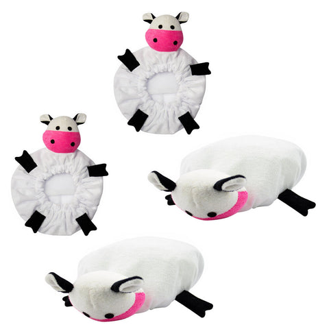 Shower Cap Animal Collection Cow White 2 Pack Reusable Waterproof Caps