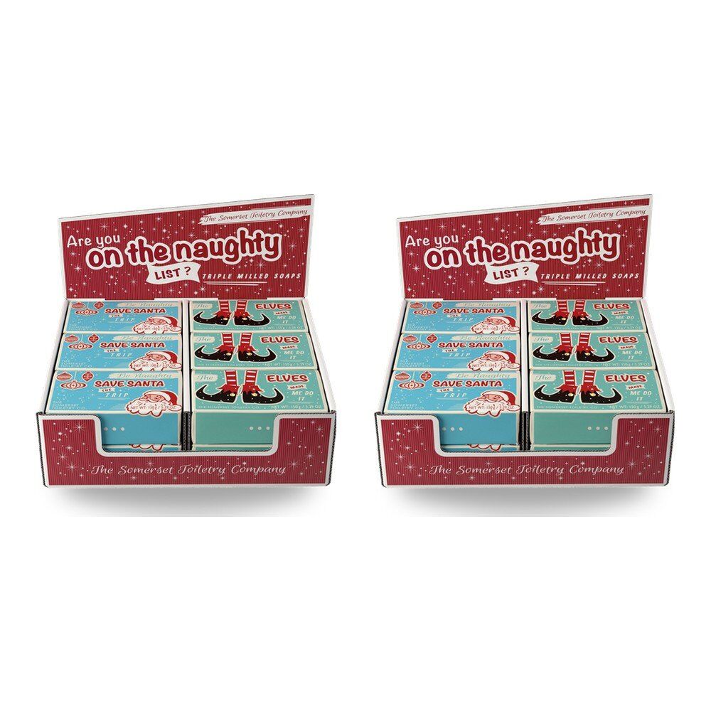 The Somerset Toiletry Co Naughty List Soap 150g Assorted Counter Display of 12 Bundle of 2