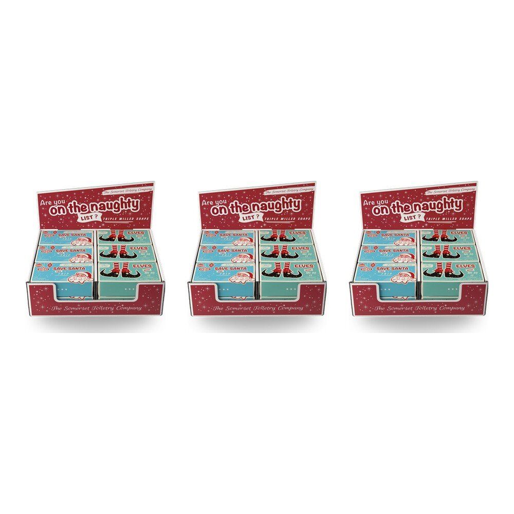 The Somerset Toiletry Co Naughty List Soap 150g Assorted Counter Display of 12 Bundle of 3