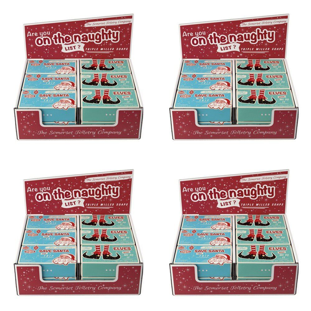 The Somerset Toiletry Co Naughty List Soap 150g Assorted Counter Display of 12 Bundle of 4