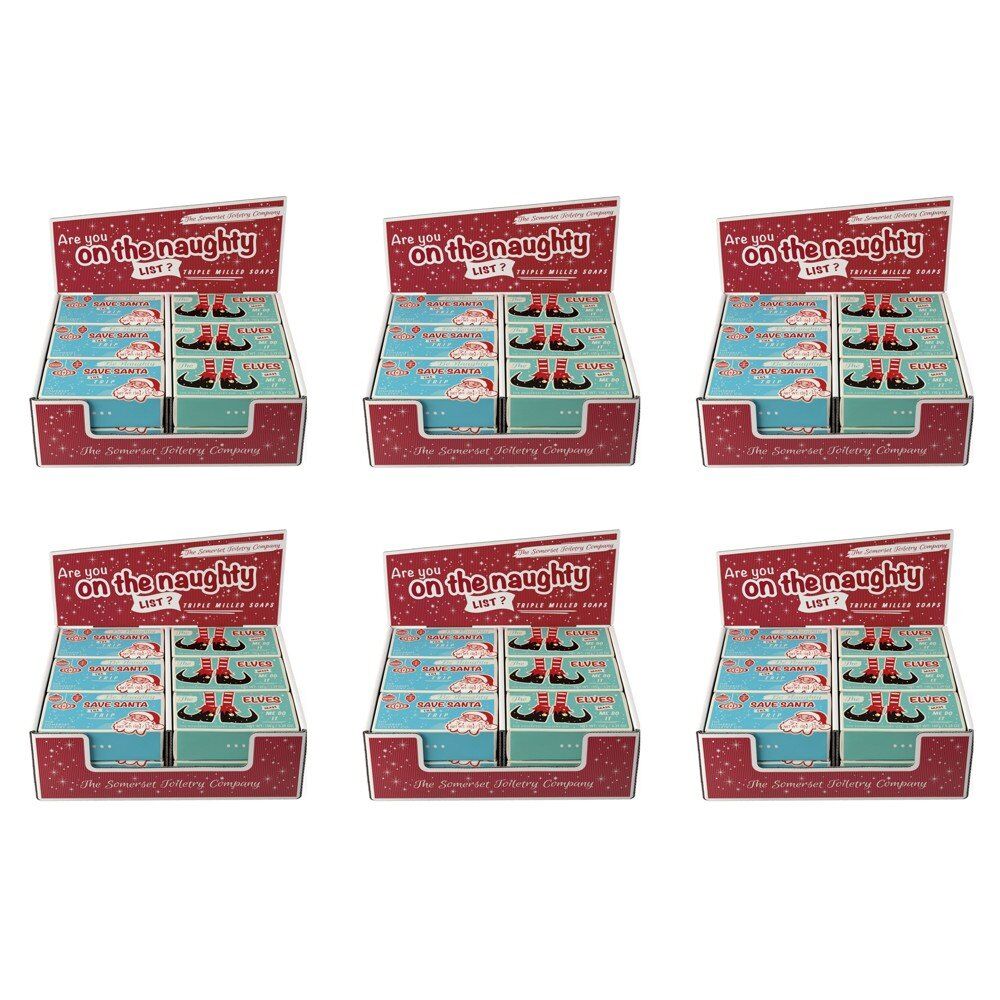 The Somerset Toiletry Co Naughty List Soap 150g Assorted Counter Display of 12 Bundle of 6