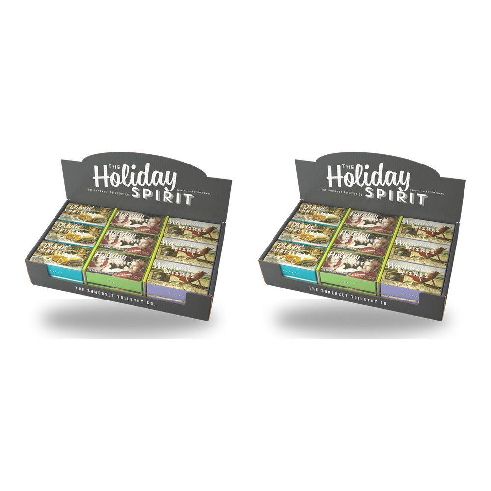 The Somerset Toiletry Co Holiday Spirit Soap 200g Assorted Counter Display of 18 Bundle of 2