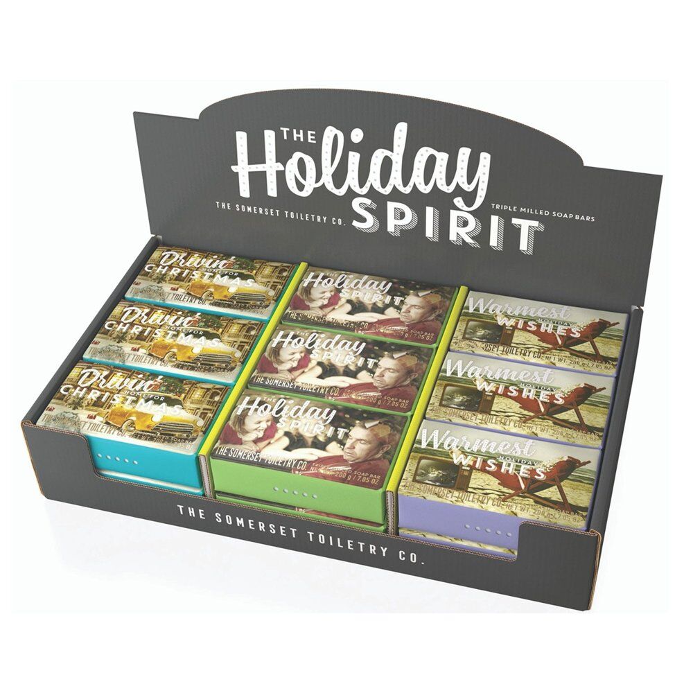 The Somerset Toiletry Co Holiday Spirit Soap 200g Assorted Counter Display of 18 Bundle of 4