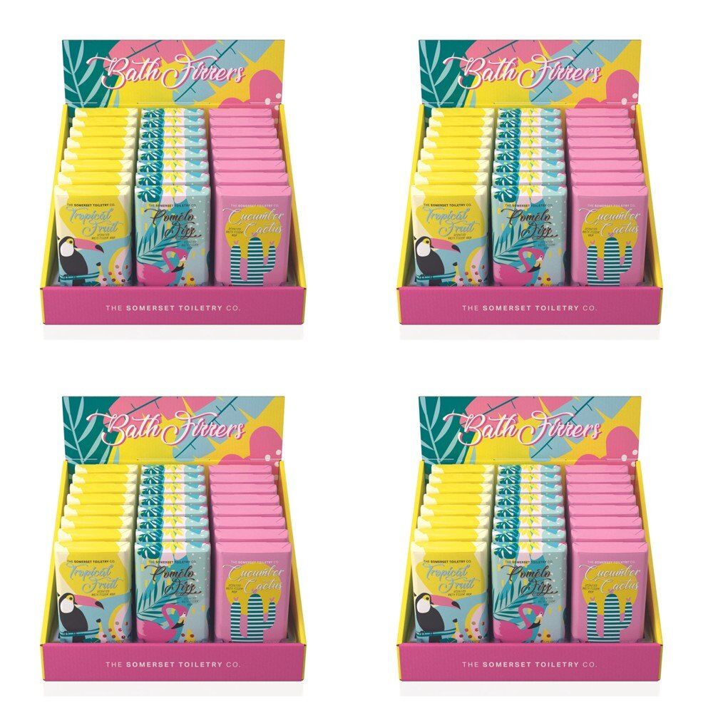 The Somerset Toiletry Co Bath Fizzer Bars 200g Assorted Counter Display of 24 Bundle of 4