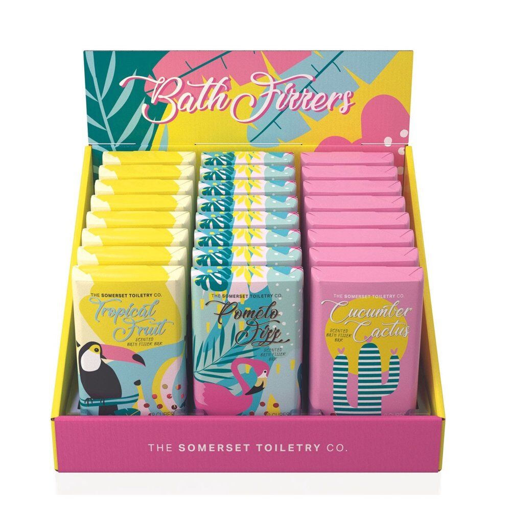 The Somerset Toiletry Co Bath Fizzer Bars 200g Assorted Counter Display of 24 Bundle of 5
