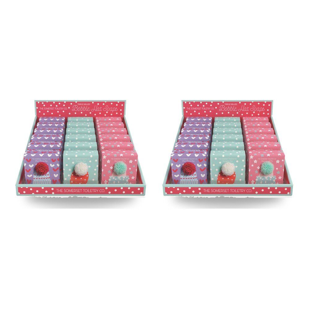 The Somerset Toiletry Co Bobble Hat Soaps 150g Assorted Counter Display of 18 Bundle of 2